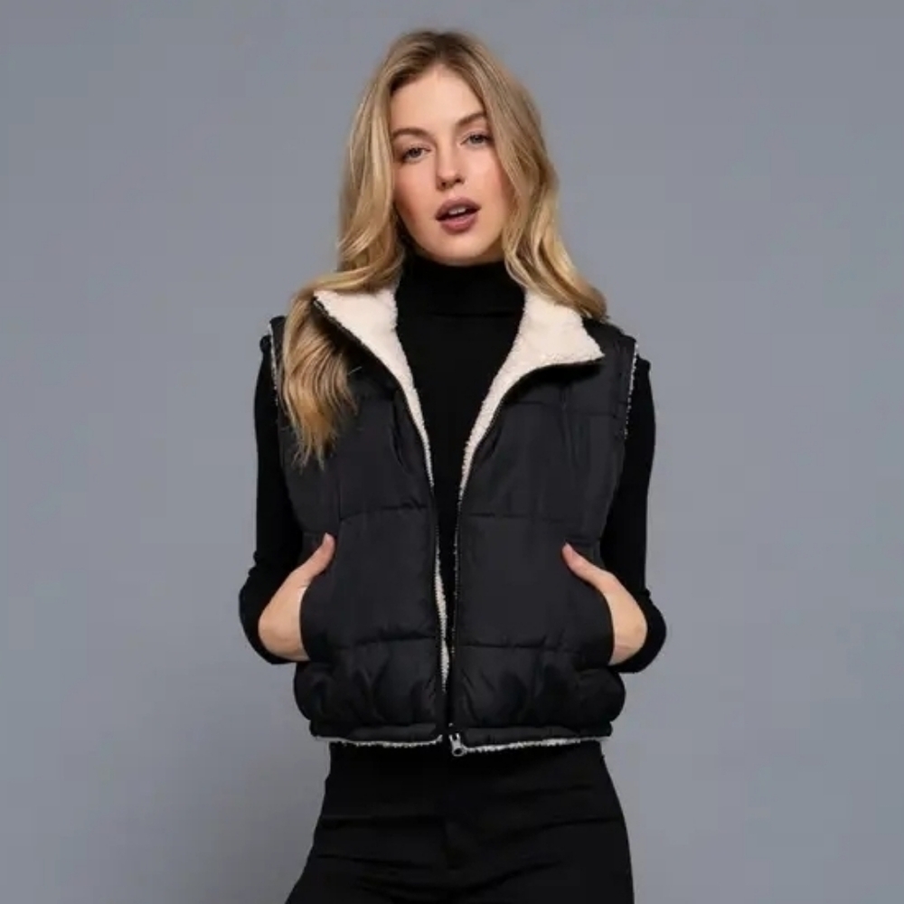 Reversible Fur Padding Vest - Picture 2 of 5